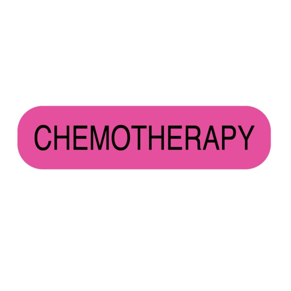 Label, Chemotherapy 5/16" x 1-1/4" Flr Pink w/Black